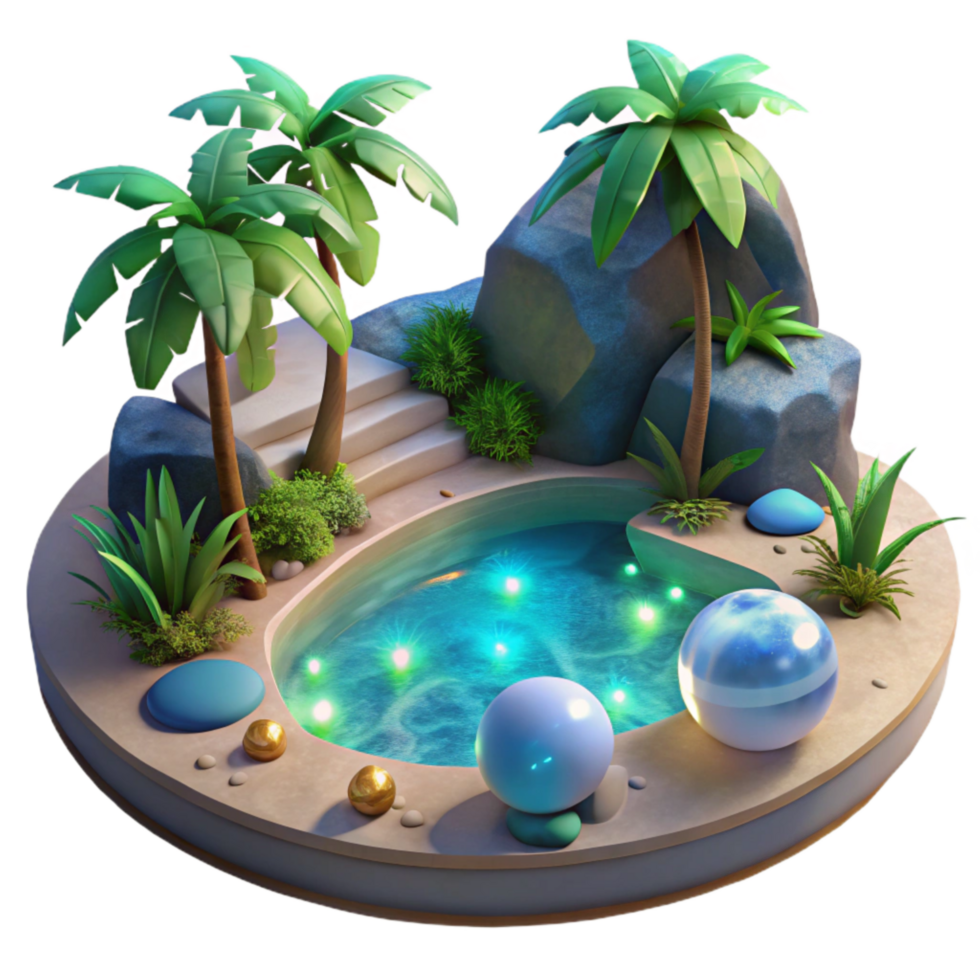 elegant abstract Tropical Bay Transparent Background Glowing Plankton authentic png