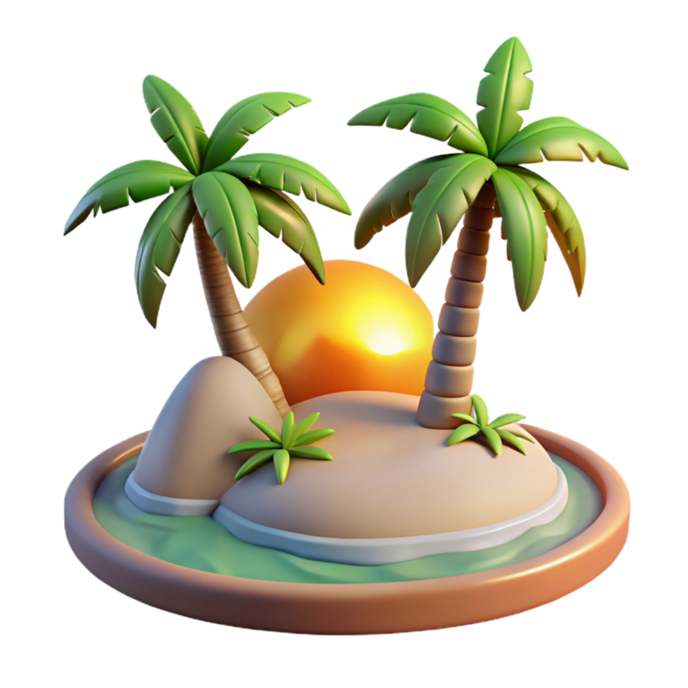 serene modern Tropical Island Sunset Isolated Paradise Scene authentic png