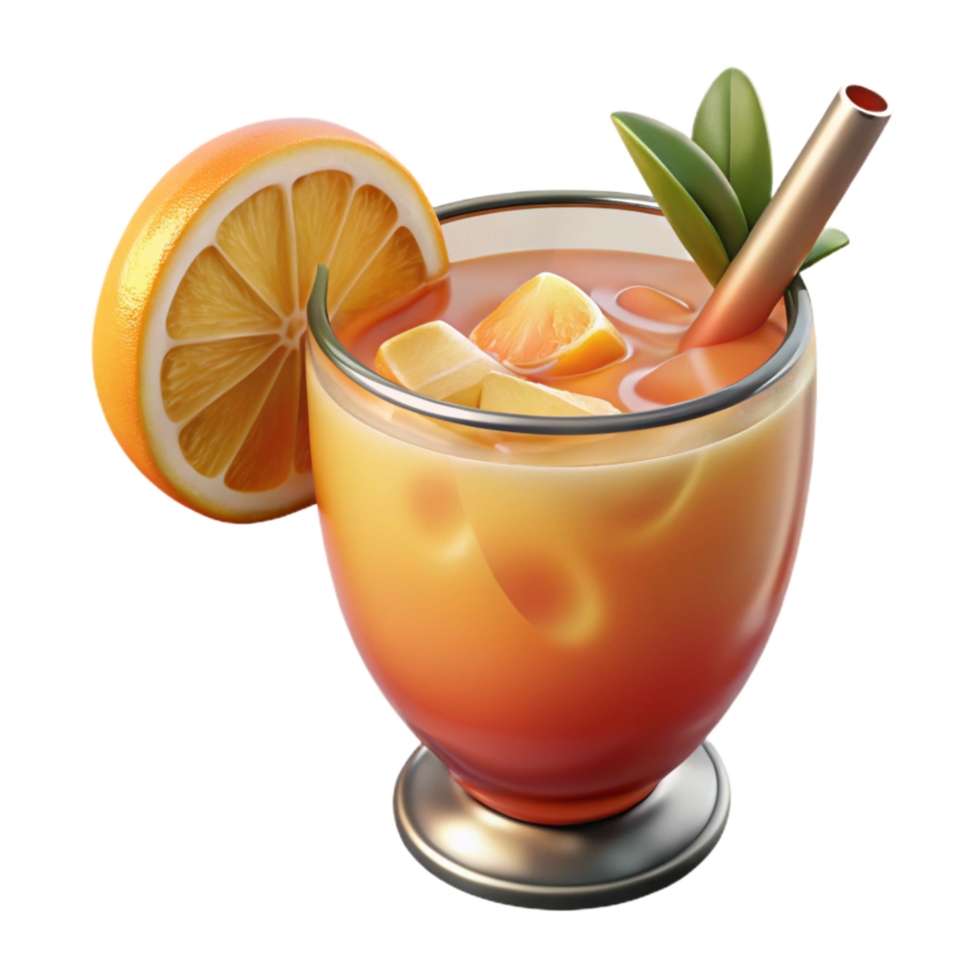 elegant contemporary Tropical Sundowner Cocktail Isolated with Orange Slice genuine png