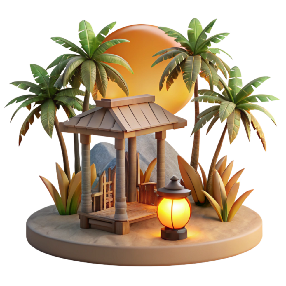 serene abstract Tropical Sundowner Sanctuary Cutout Golden Hour Light genuine png