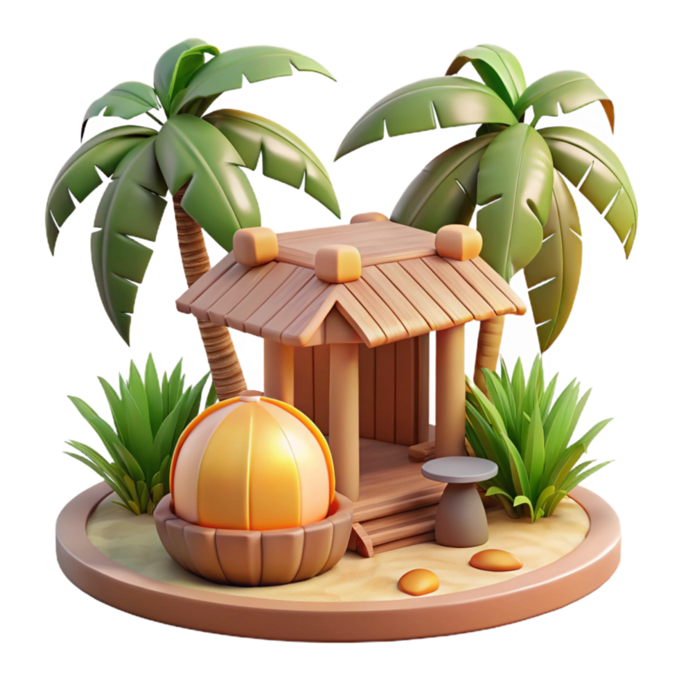 impressive artistic Tropical Sundowner Sanctuary Cutout Golden Hour Light authentic png