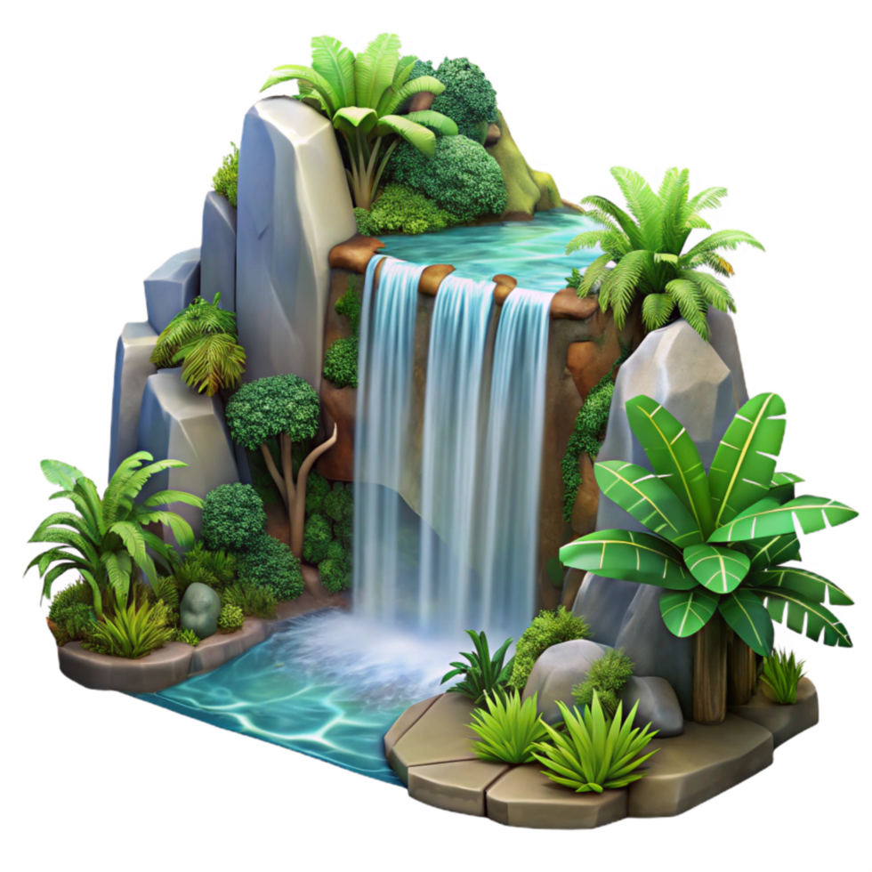 magnificent traditional Tropical Waterfall Transparent Background Lush Jungle Scene exclusive png