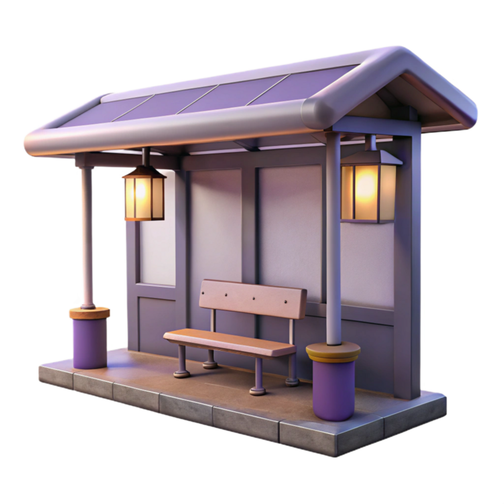 dramatic abstract Twilight City Bus Stop Isolated on Transparent Background genuine png