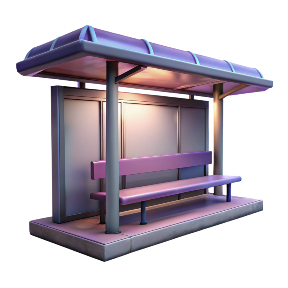wonderful modern Twilight City Bus Stop Isolated on Transparent Background professional png