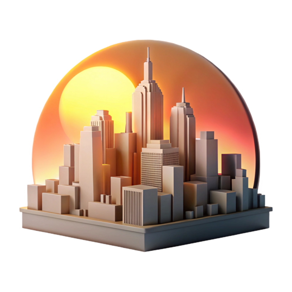 serene rustic Twilight Metropolis Skyline Cutout Transparent Background original png