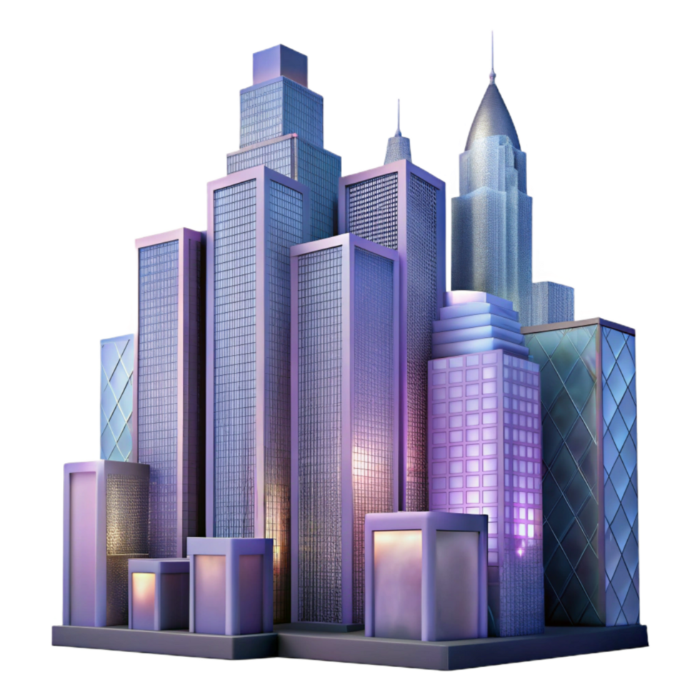 serene artistic Twilight Skyscrapers with Transparent Background original png