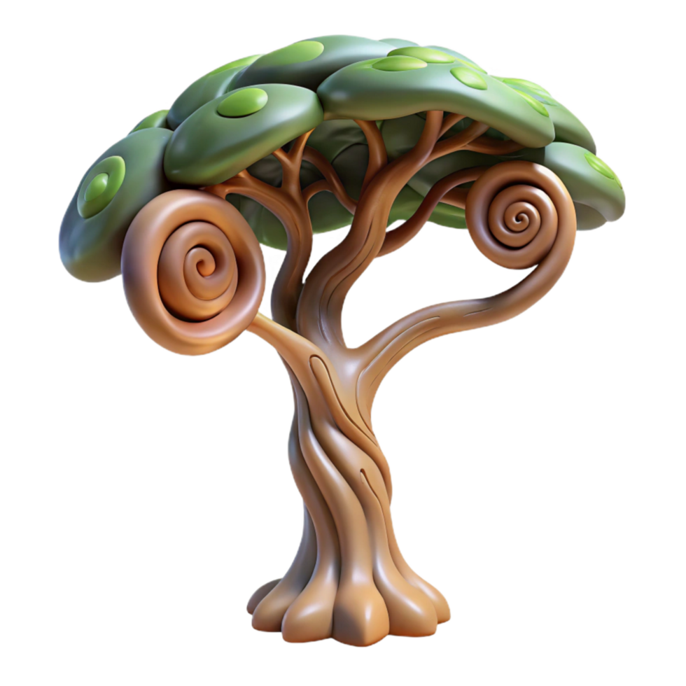 beautiful modern Twisting Tree in Zephyr Zone Cutout on Transparent Background detailed png