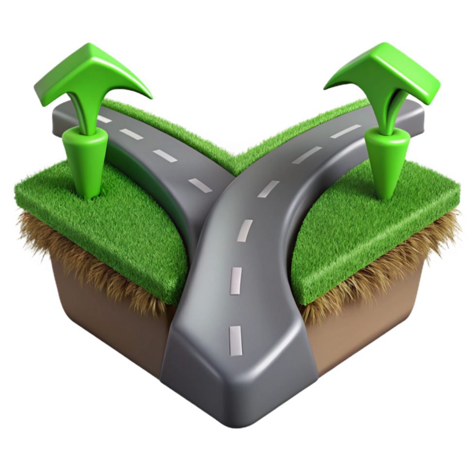 extraordinary vintage Two Roads Merging Ahead Isolated Element Green Grass premium png
