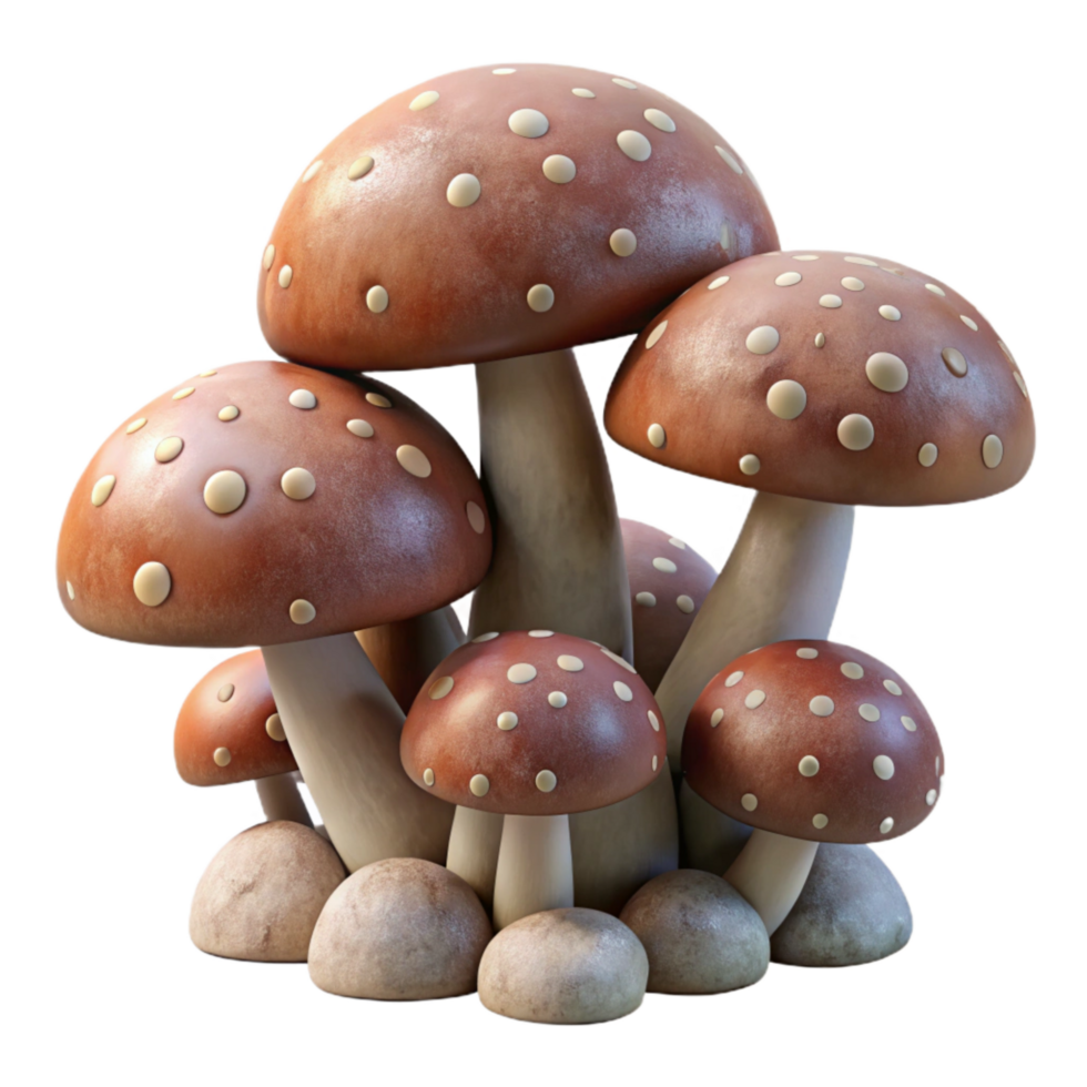 stunning traditional Underground Mushroom Cluster Isolated Transparent Background high resolution png