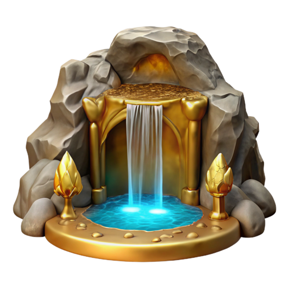 vibrant traditional Underground Waterfall in Gilded Cave Cutout Element genuine png