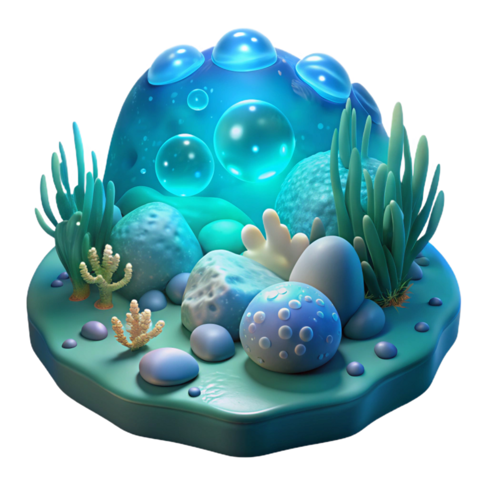 elegant rustic Underwater Bioluminescence Scene Transparent Cutout detailed png