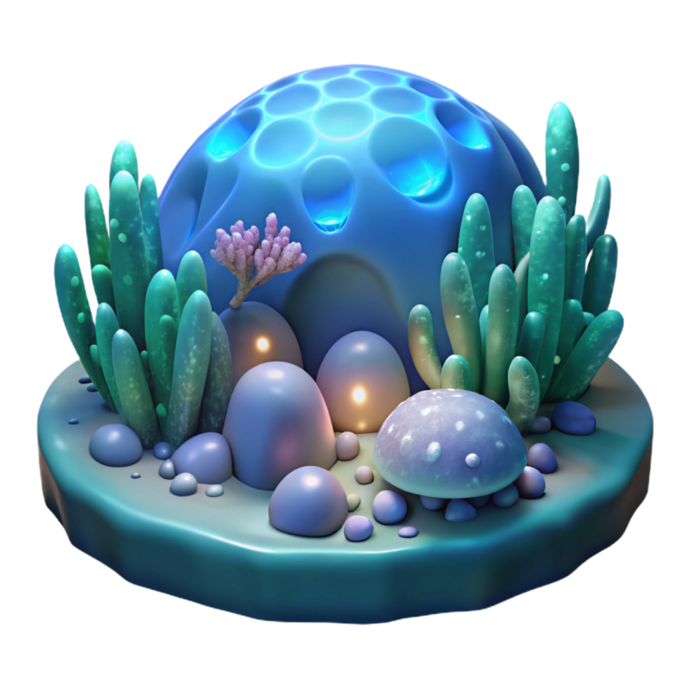 beautiful modern Underwater Bioluminescence Scene Transparent Cutout high resolution png