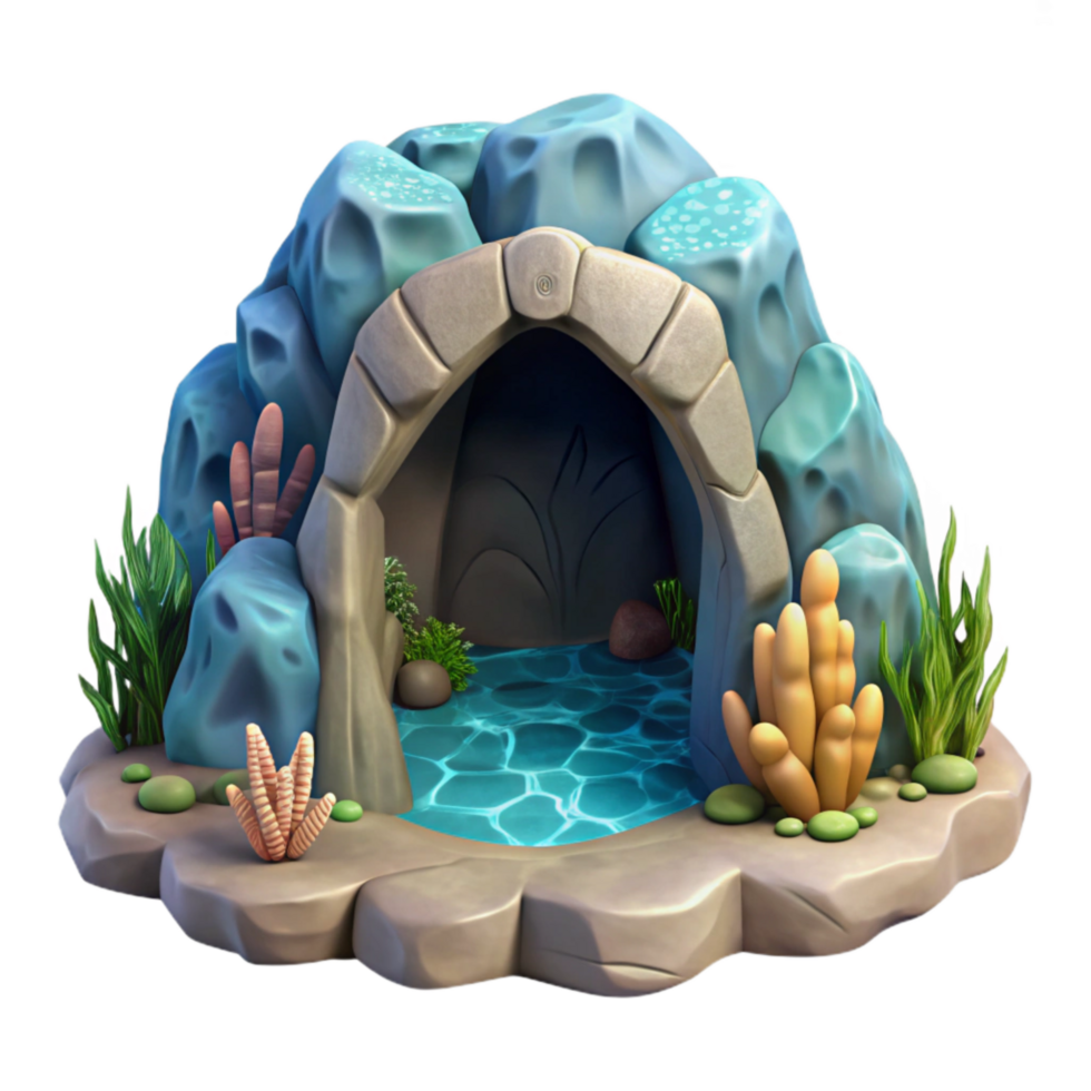 serene rustic Underwater Cave Entrance Cutout Transparent Background detailed png