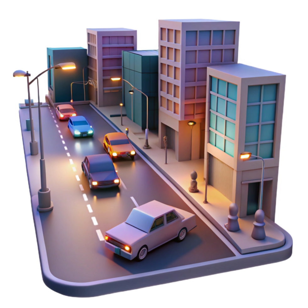wonderful rustic Urban Traffic at Dusk Transparent Background Blurred Motion detailed png