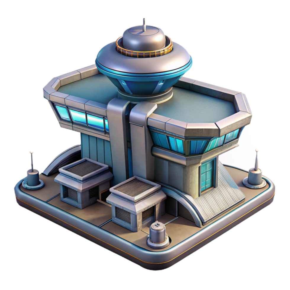 stunning rustic Urban Skyport Isolated with Futuristic Architecture Cutout detailed png