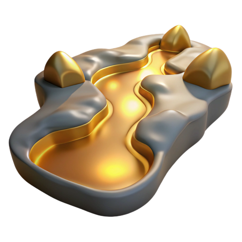 dramatic abstract Valley Stream with Golden Light Cutout authentic png