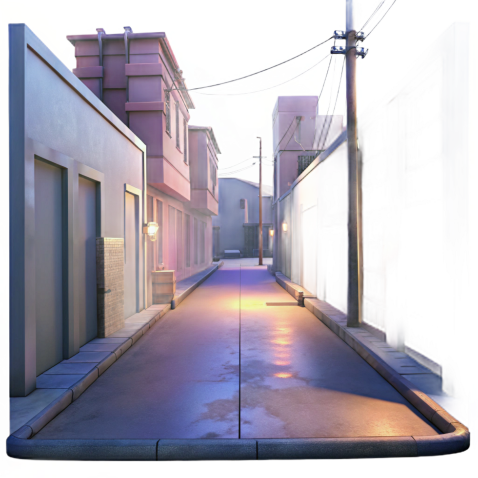 beautiful contemporary Urban Twilight Alleyway Cutout with Dramatic Shadows authentic png