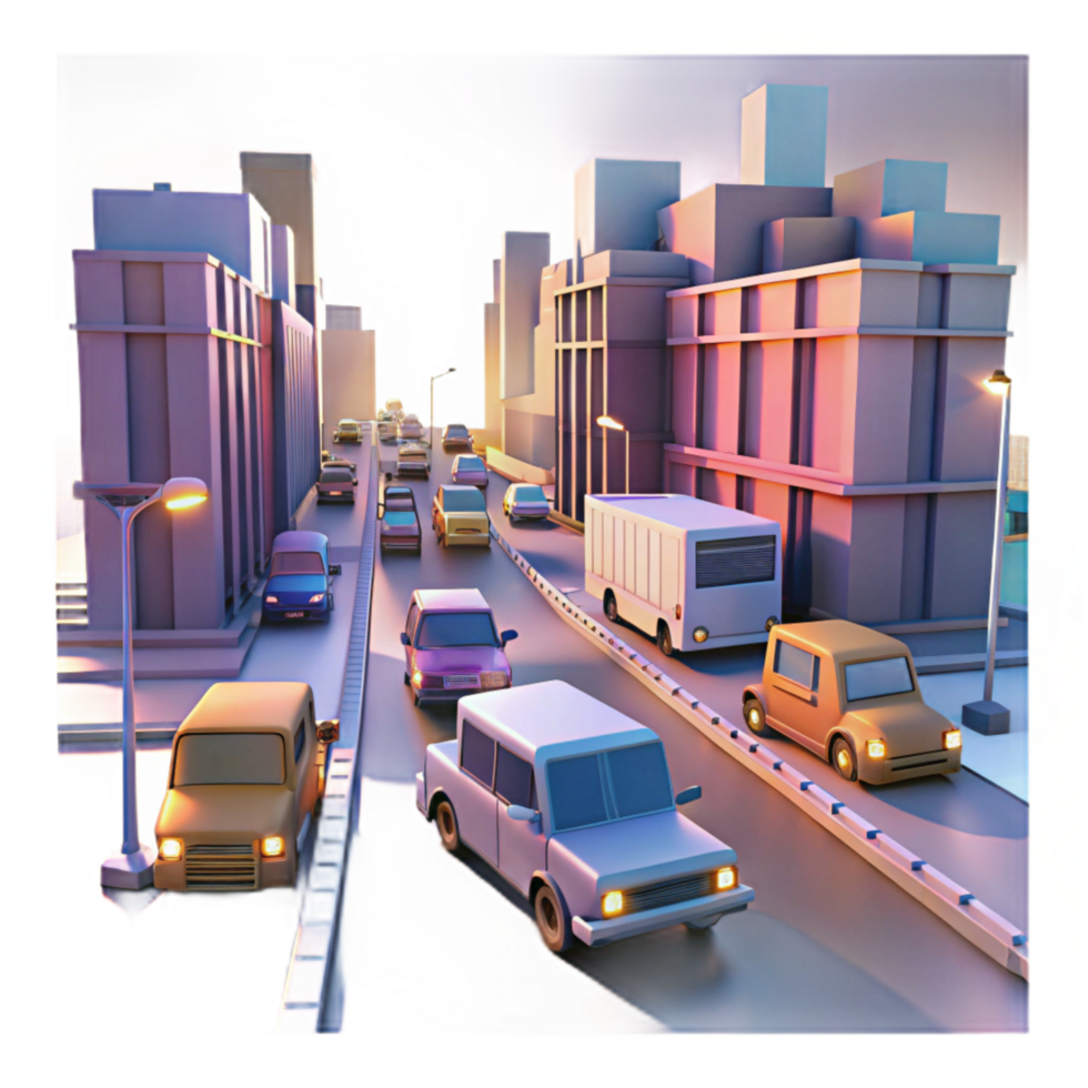 stunning artistic Urban Traffic at Dusk Transparent Background Blurred Motion high quality png