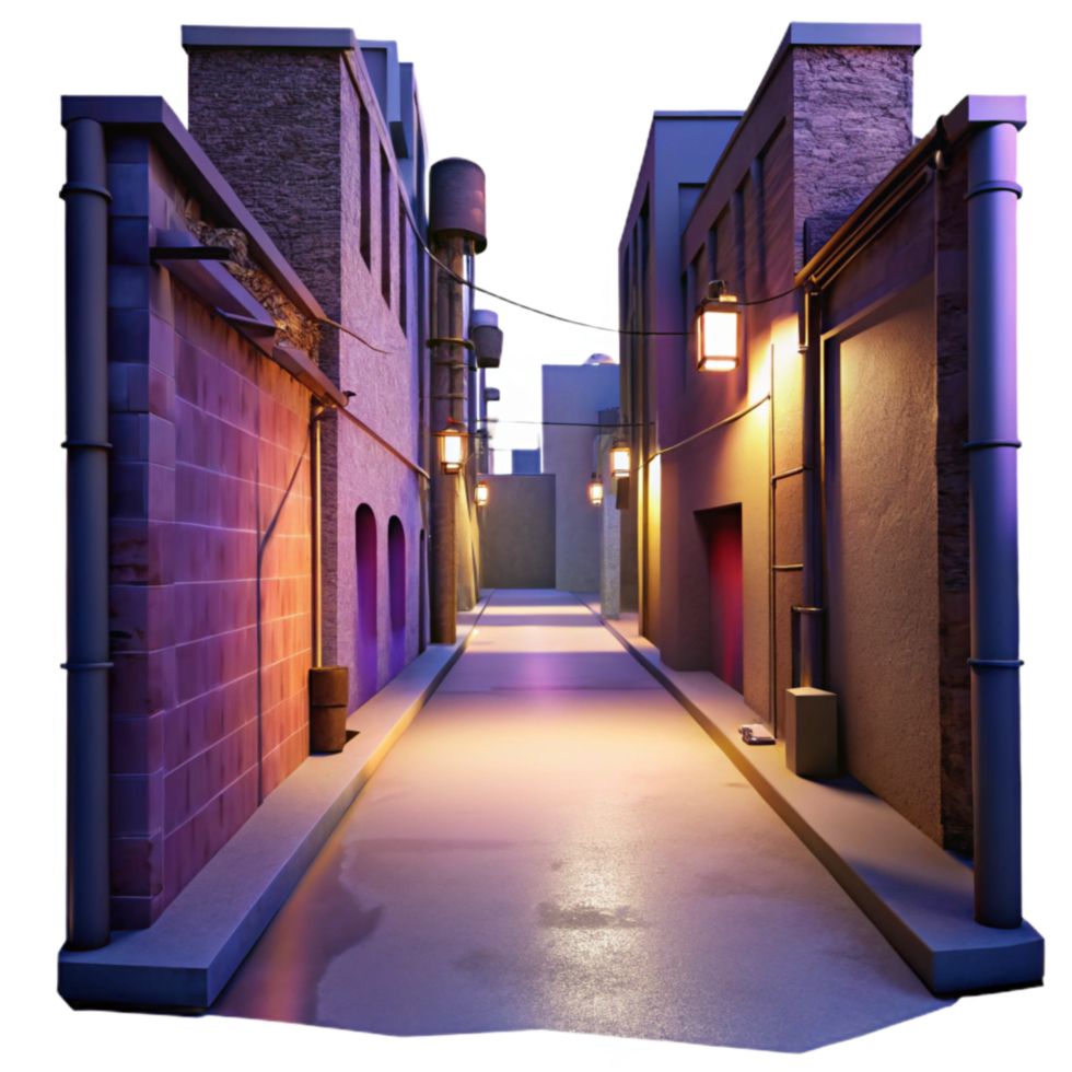 magnificent vintage Urban Twilight Alleyway Cutout with Dramatic Shadows premium png