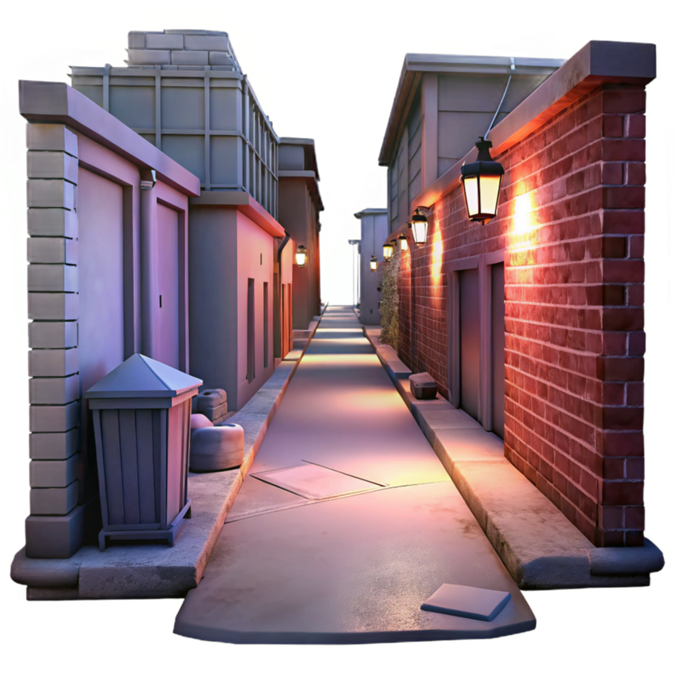 elegant minimalist Urban Twilight Alleyway Cutout with Dramatic Shadows authentic png