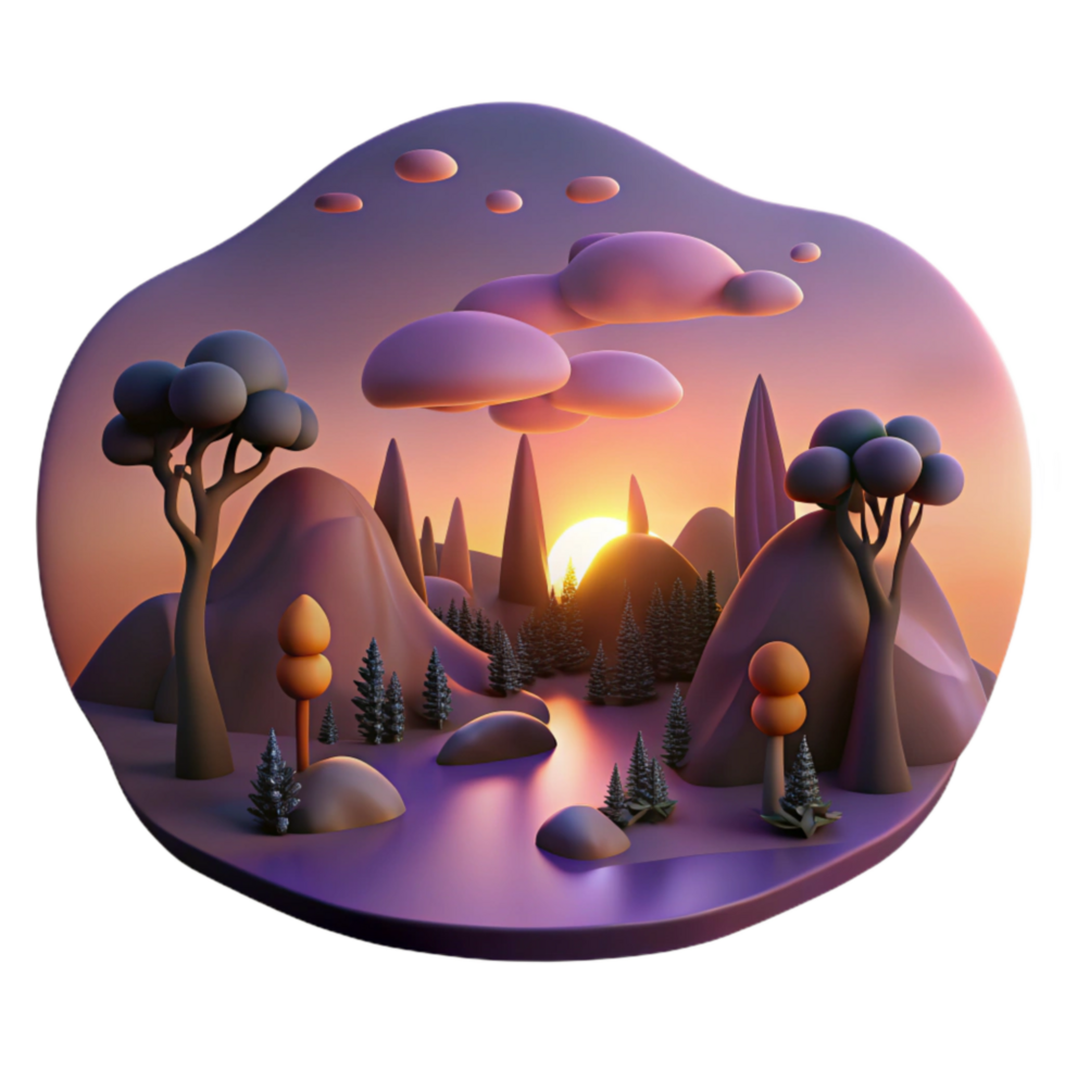 elegant abstract Velvet Vista Dusk Landscape Cutout Transparent Background original png
