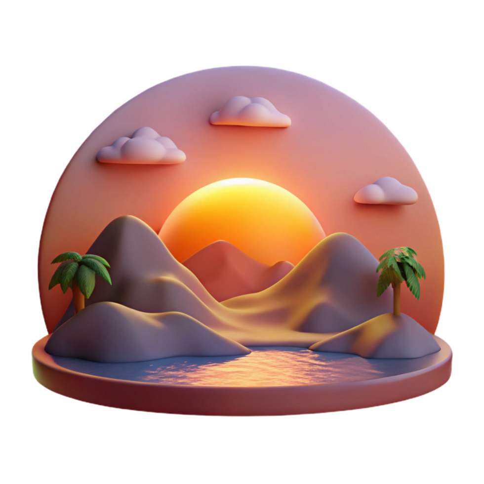 magnificent contemporary Velvet Vista Sunset Scene Cutout with Warm Light original png