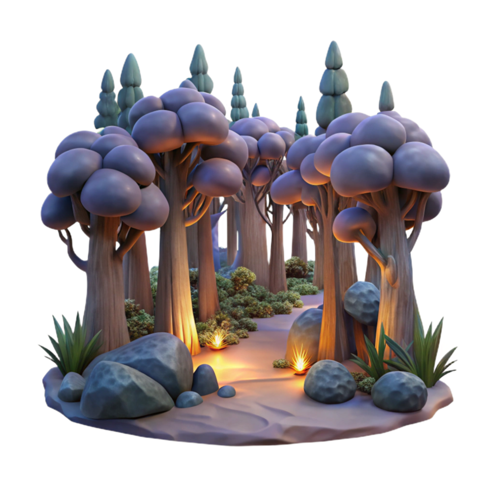 elegant modern Velvet Vista Forest at Dusk Isolated Cutout detailed png