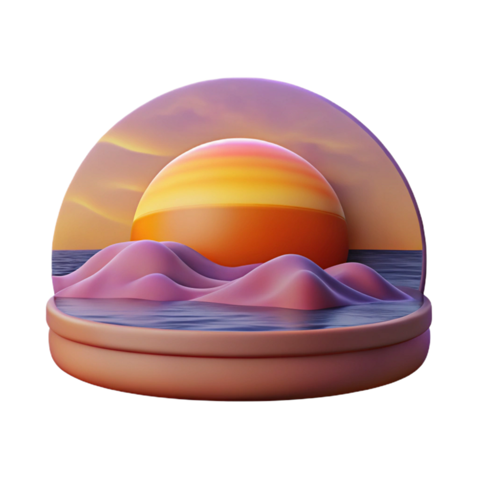stunning modern Velvet Vista Sunset Scene Cutout with Warm Light authentic png