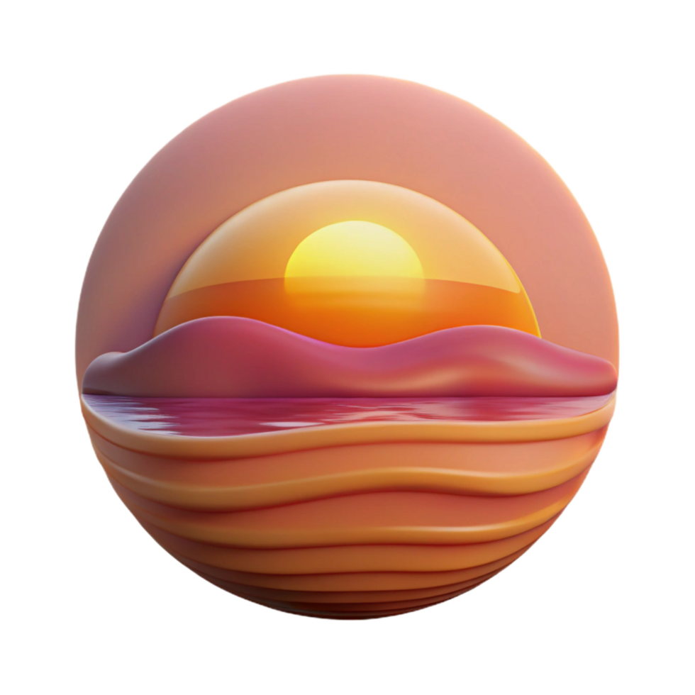 magnificent artistic Velvet Vista Sunset Scene Cutout with Warm Light png