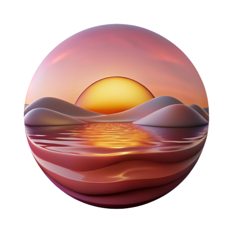 wonderful abstract Velvet Vista Sunset Scene Cutout with Warm Light high quality png