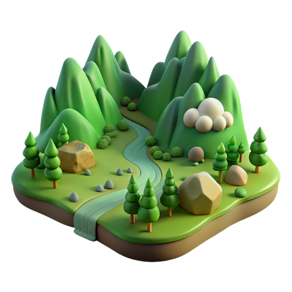 impressive creative Verdant Valley Landscape Isolated with Soft Lighting detailed png