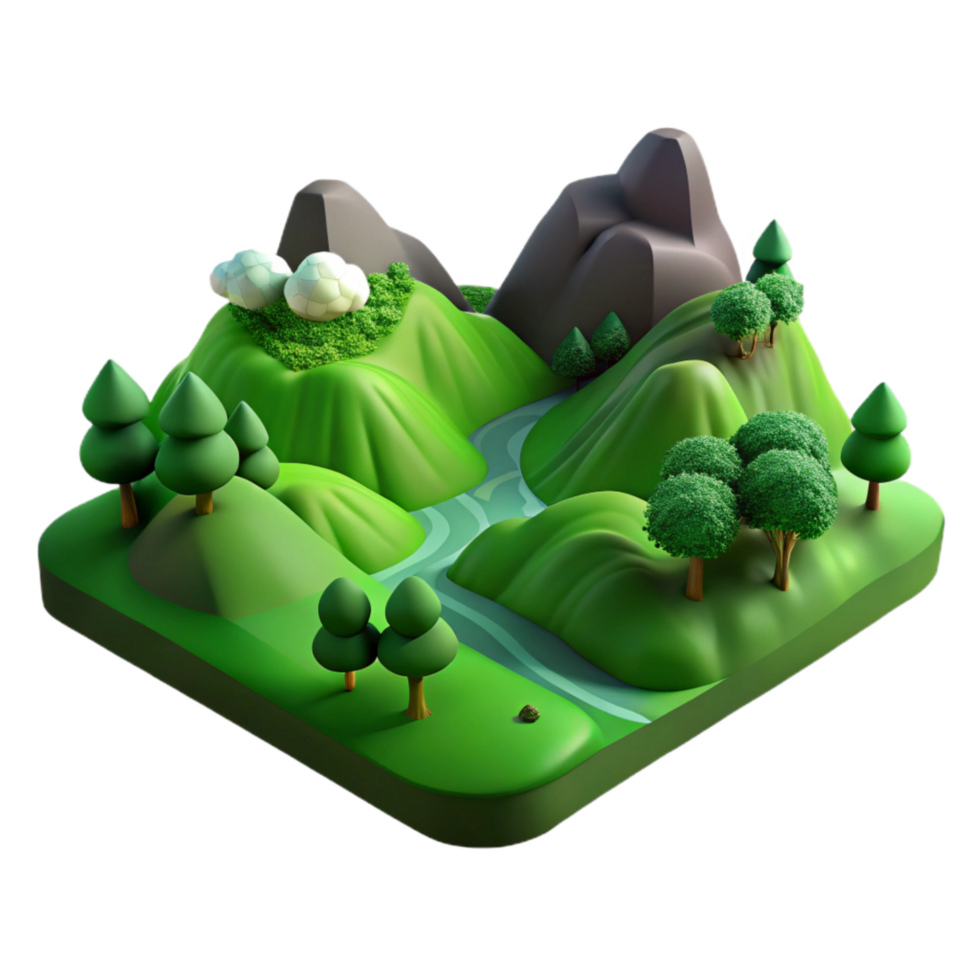 wonderful abstract Verdant Valley Landscape Isolated Element with Soft Lighting png