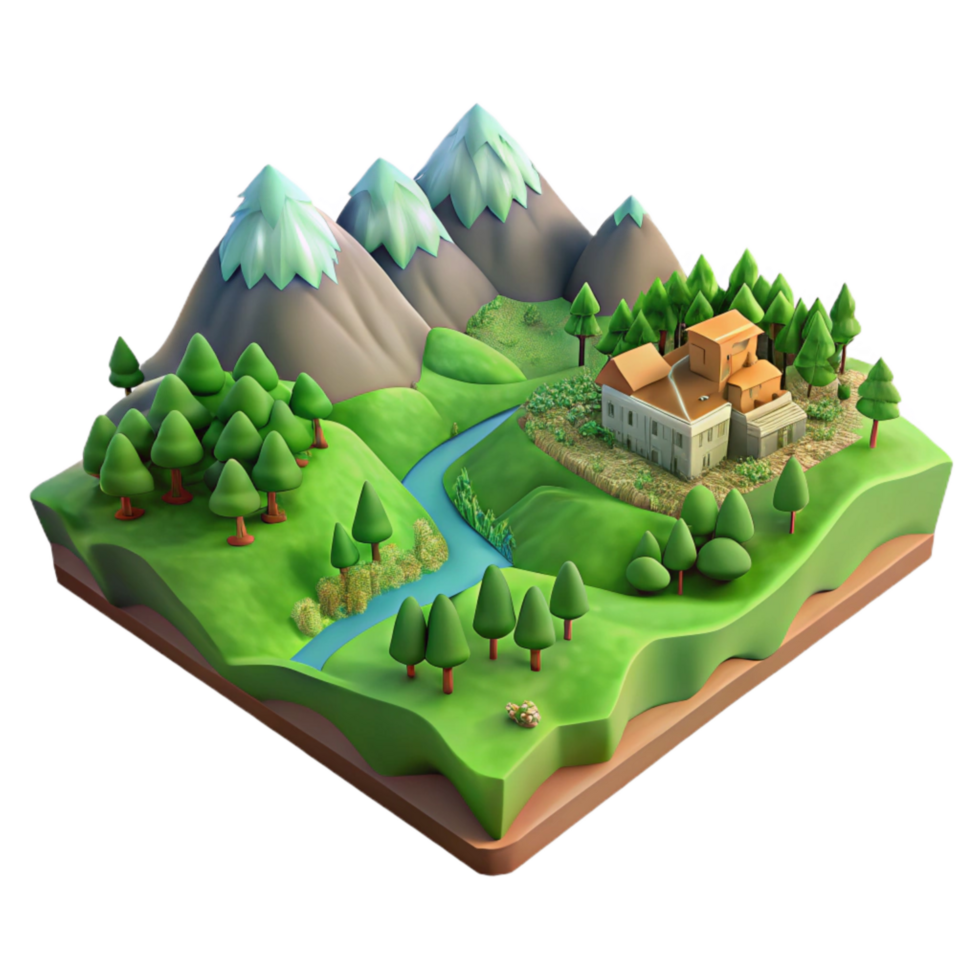 extraordinary modern Verdant Valley Landscape Isolated Element with Soft Lighting exclusive png