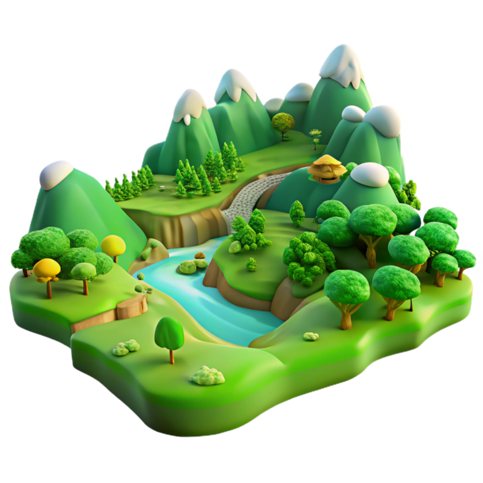 wonderful modern Verdant Valley Landscape Isolated Element with Soft Lighting high quality png