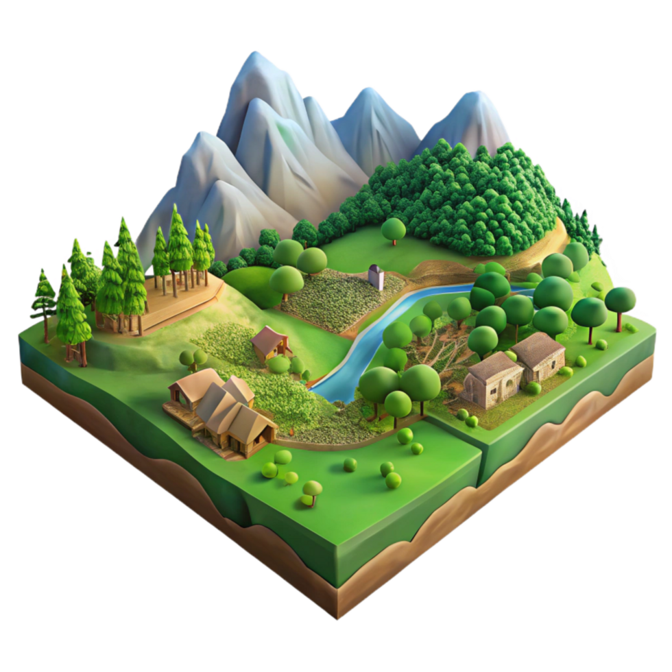 stunning modern Verdant Valley Landscape Isolated Element with Soft Lighting detailed png