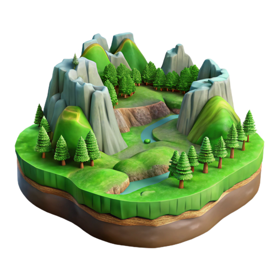 impressive contemporary Verdant Valley Panorama Isolated Element High Resolution png