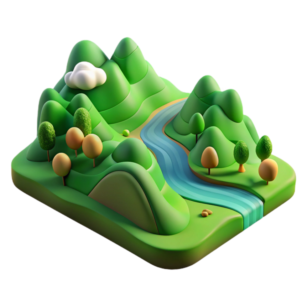 serene contemporary Verdant Valley Cutout Rolling Green Hills Transparent Background original png