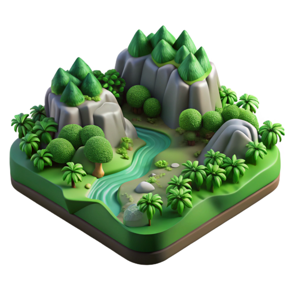 serene abstract Verdant Valley Isolated Earthy Landscape Transparent Background original png