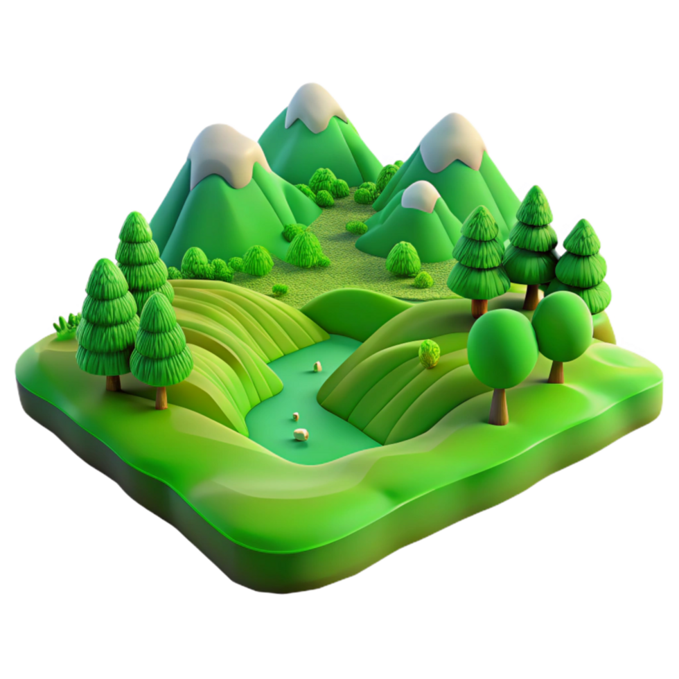 elegant traditional Verdant Valley Isolated Earthy Landscape Transparent Background premium png