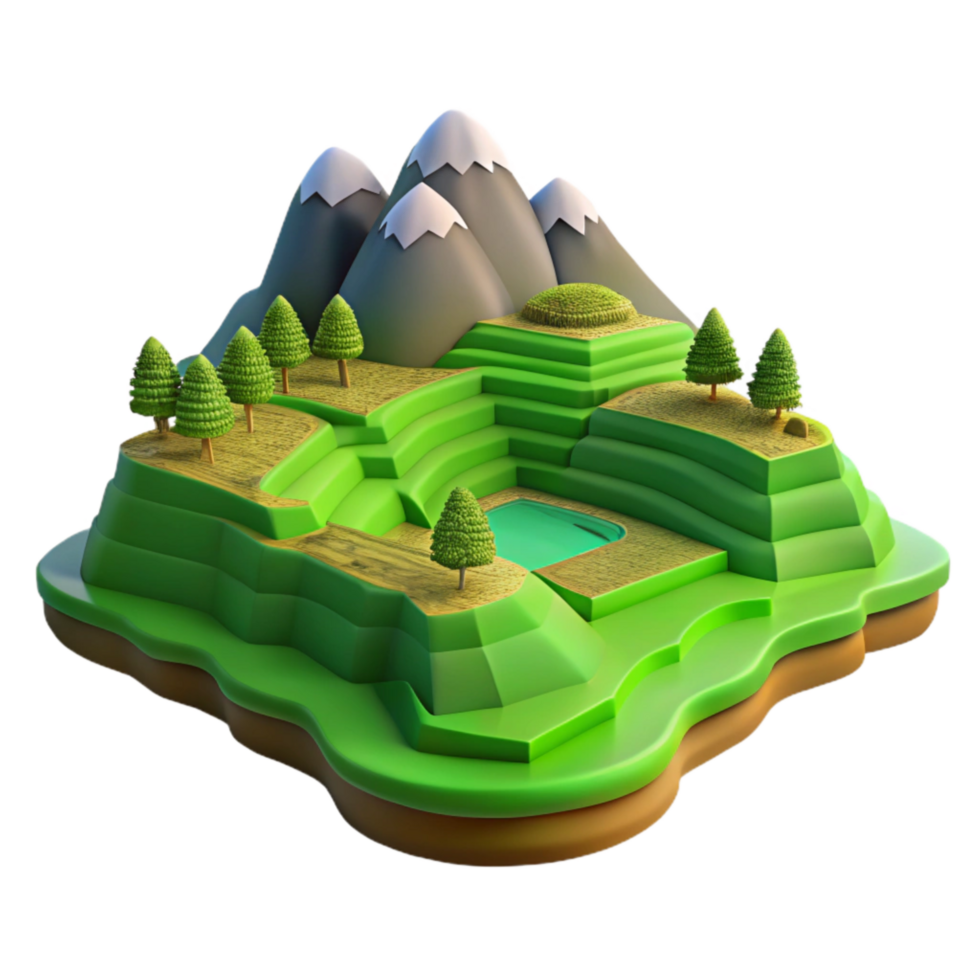 magnificent minimalist Verdant Valley Isolated Earthy Landscape Transparent Background high quality png