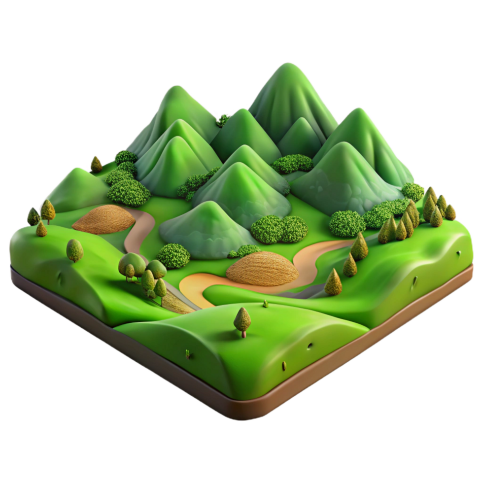 extraordinary abstract Verdant Valley with Rolling Hills Isolated Transparent detailed png