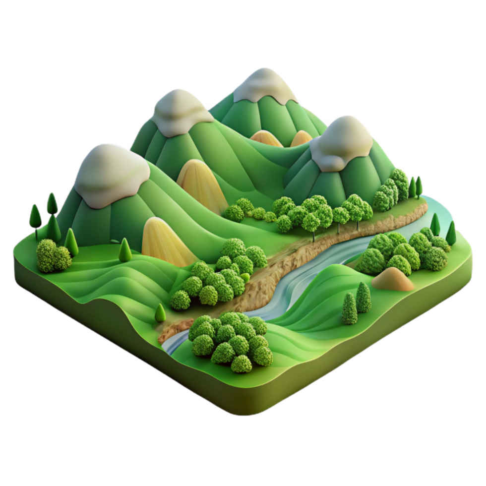 wonderful minimalist Verdant Valley with Rolling Hills Isolated Transparent high quality png