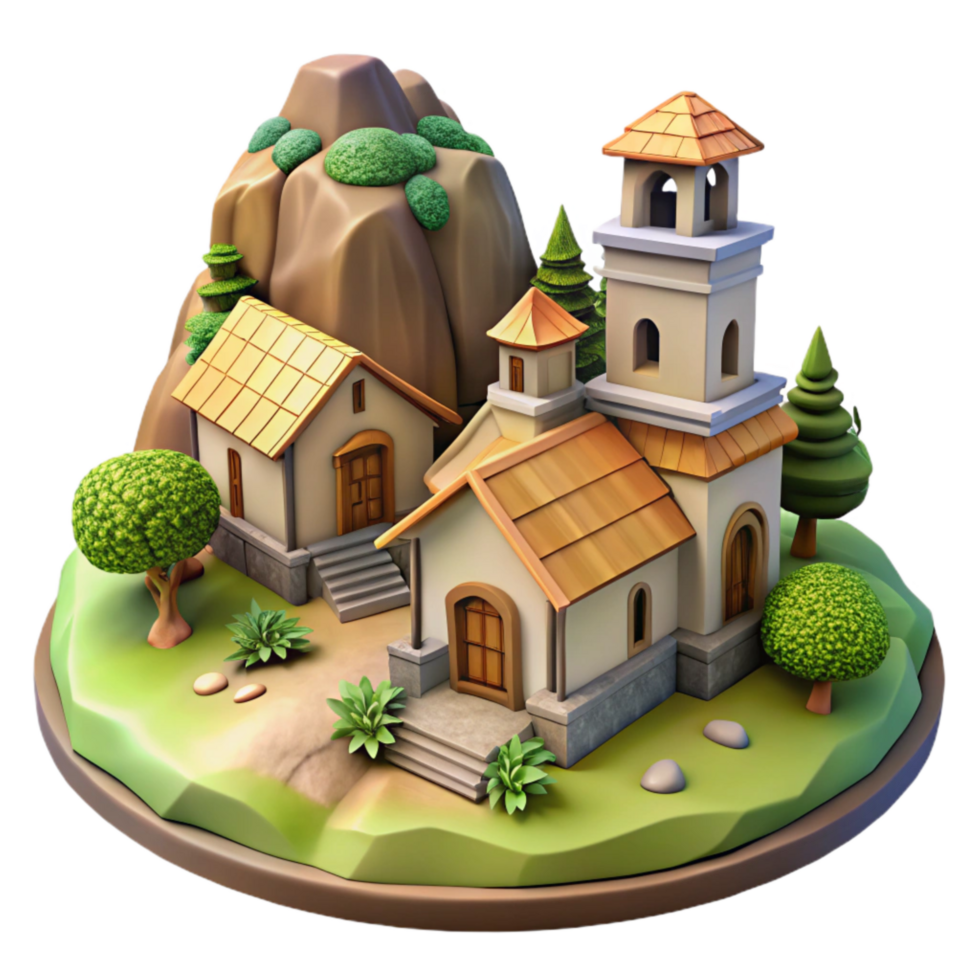 elegant contemporary Vespera Hamlet Isolated Tranquil Hillside Setting high resolution png