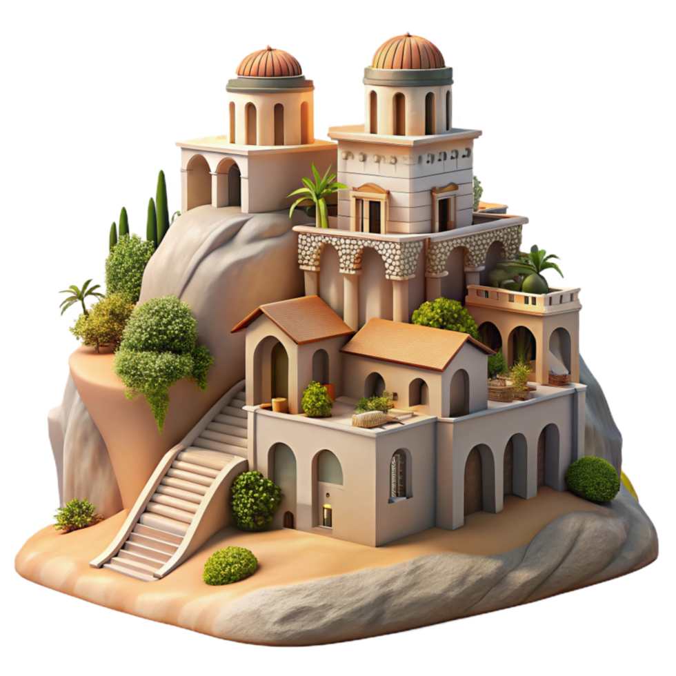 stunning rustic Vespera Hillside Cutout Soft Light and Detailed Architecture authentic png