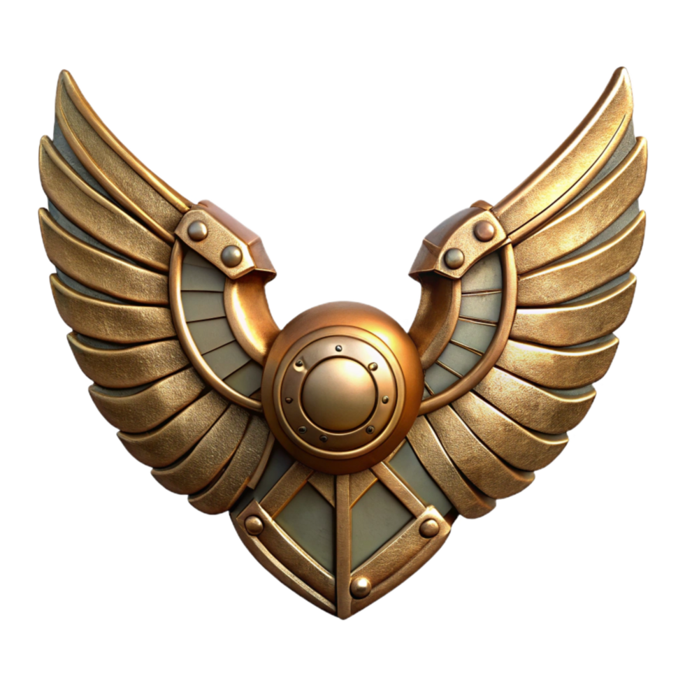dramatic rustic Vintage Brass Mechanical Wings Isolated Element high resolution png