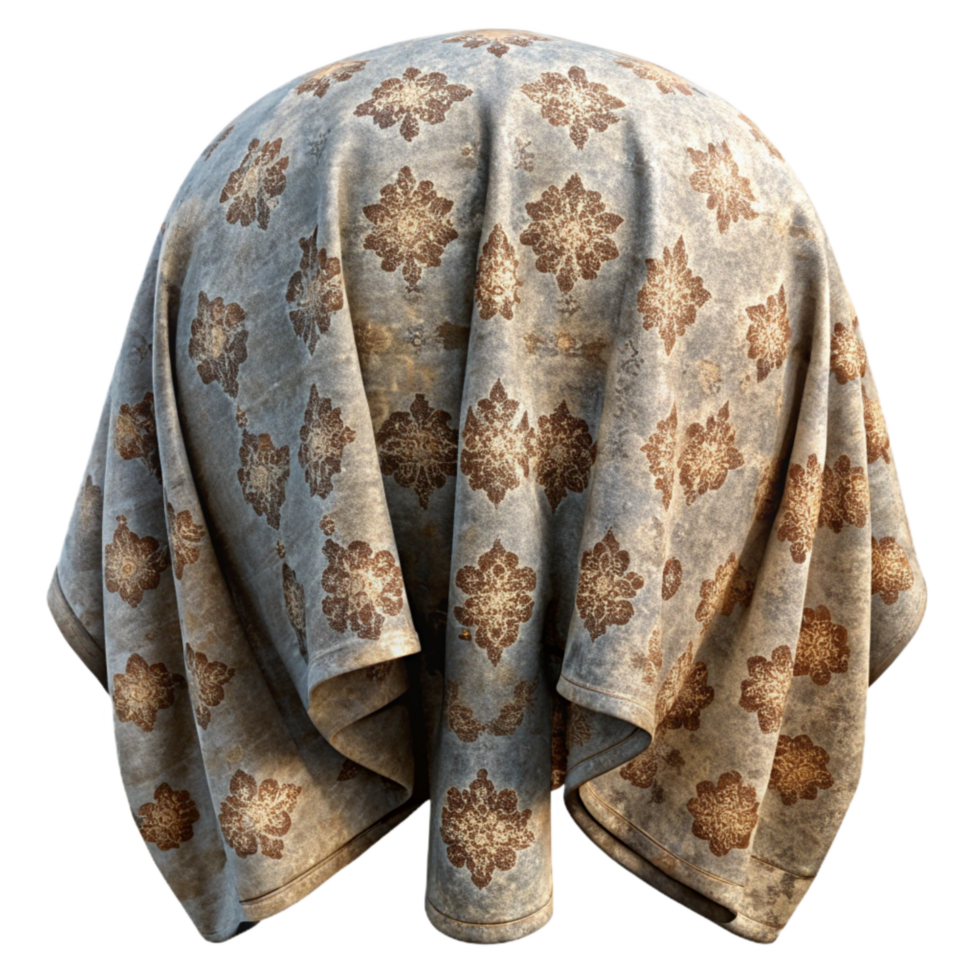 dramatic traditional Vintage Fabric Texture with Faded Pattern Isolated detailed png