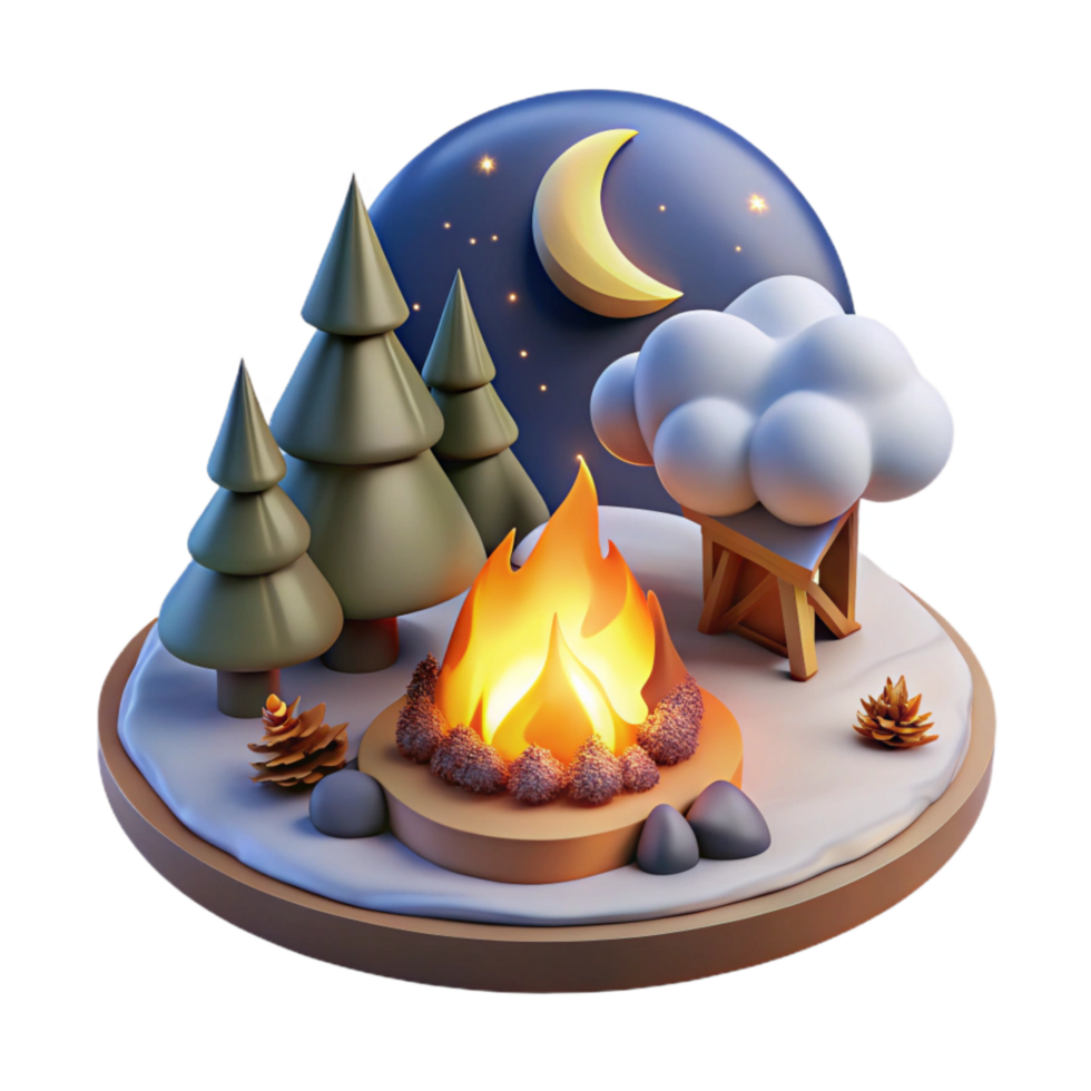 stunning creative Warm Embers Cutout Winter Night Scene original png