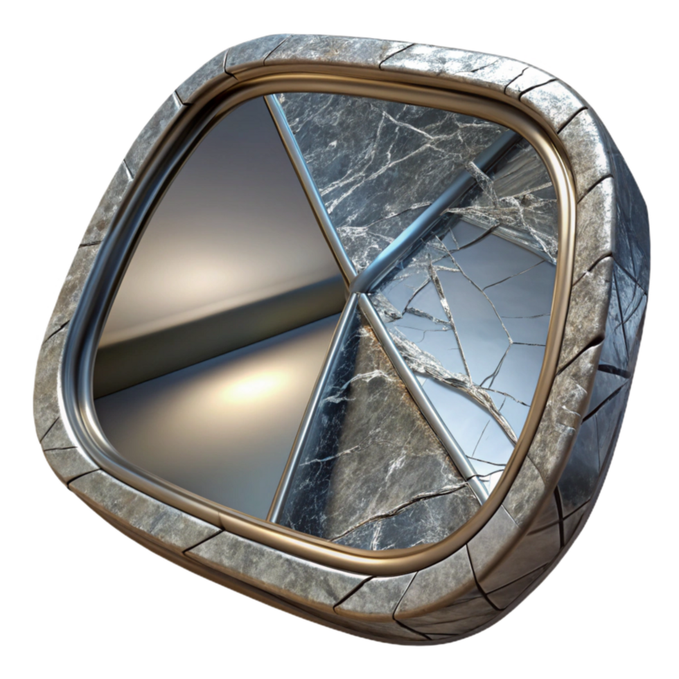 wonderful abstract Warped Reflection in Cracked Mirror Transparent Background professional png