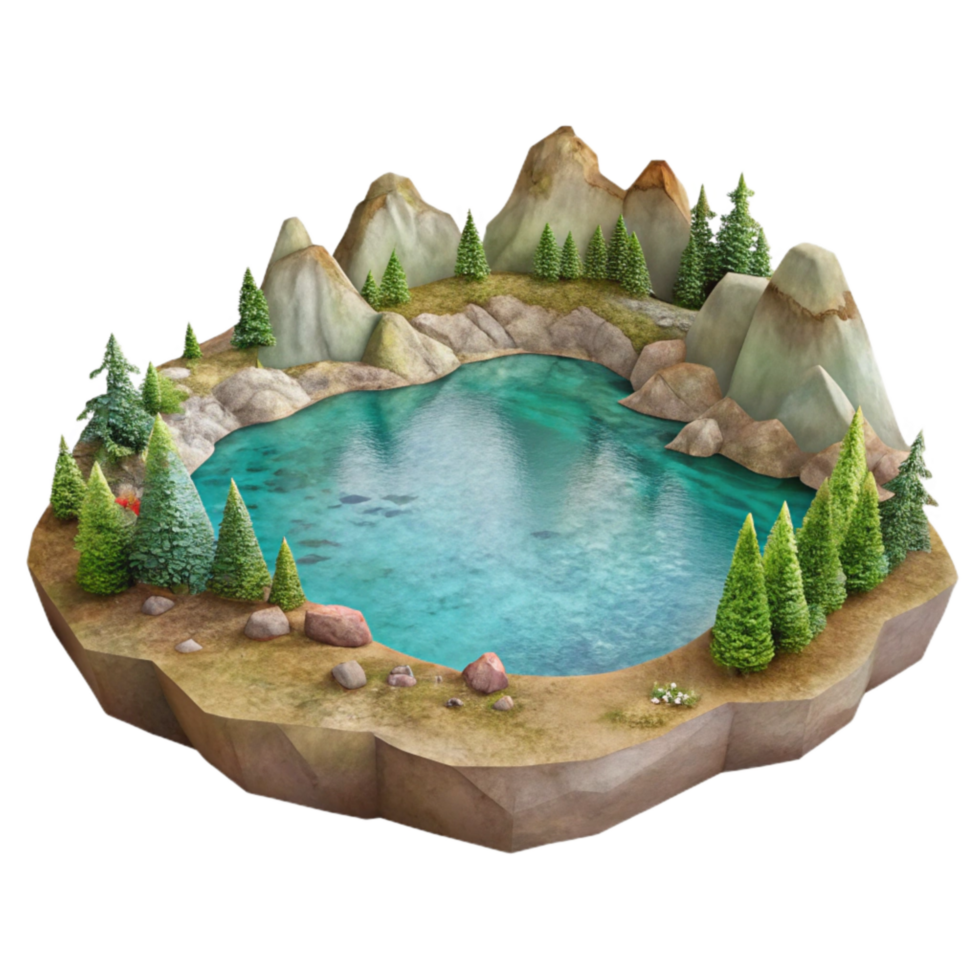magnificent abstract Watercolor Lake Landscape with Transparent Background exclusive png