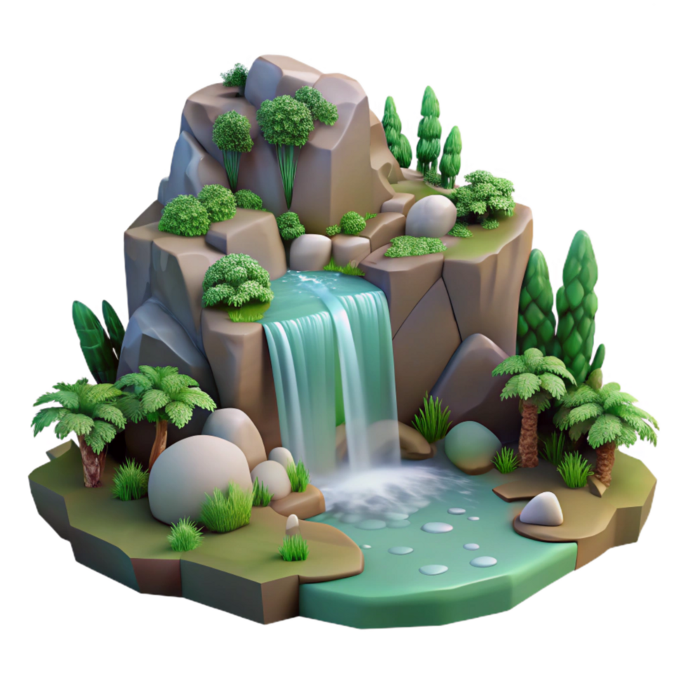 magnificent traditional Waterfall Isolated Tranquil Forest Scene Soft Lighting original png